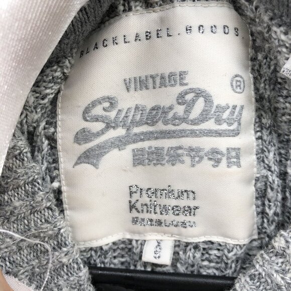 Superdry Cable Knit Sweater Womens XS Gray Crewneck Cotton Blend Heather - Picture 5 of 11
